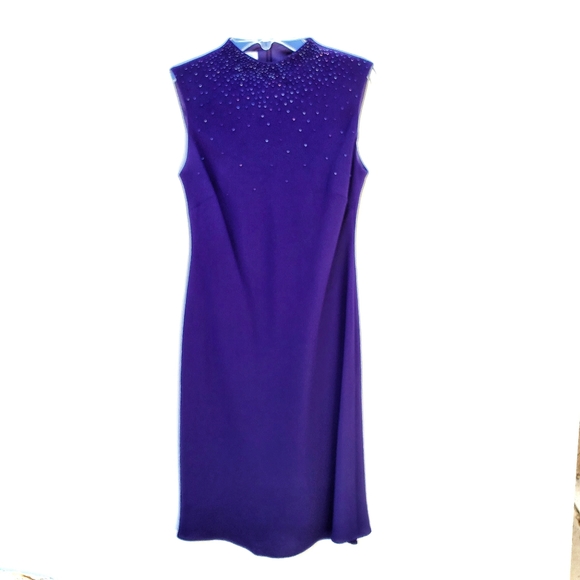 ❤SOLD❤EVAN-PICONE Beaded High Neck Cocktail Sheath 💜  Special Occasion Dress 👗 - Picture 8 of 15